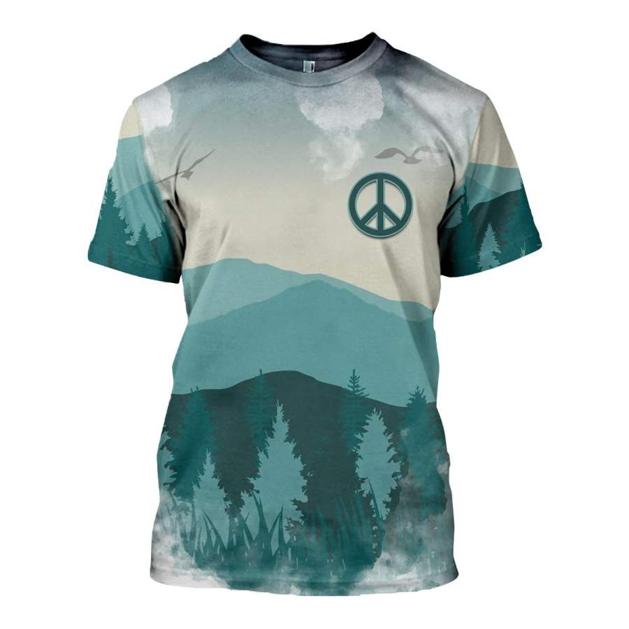 HIPPIE PEACE DOVE & FOREST PATTERN 3D FULL OVER PRINTED CLOTHES