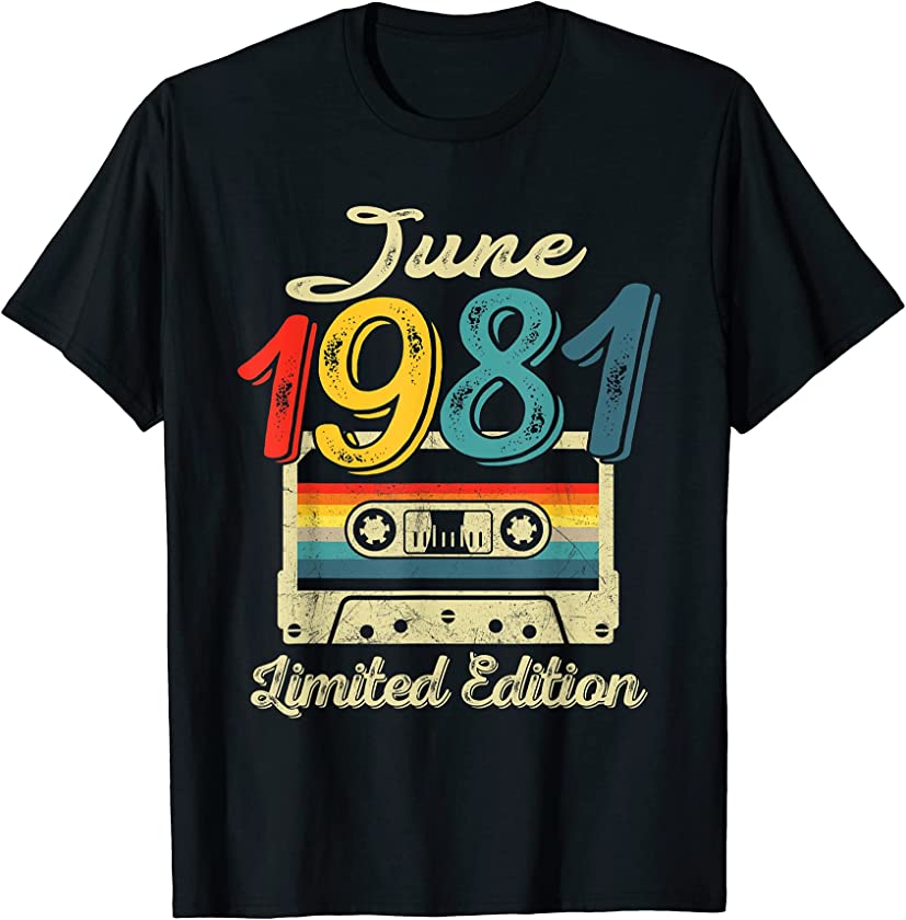 Vintage June 1981 Cassette Tape 40th Birthday Decorations T-Shirt