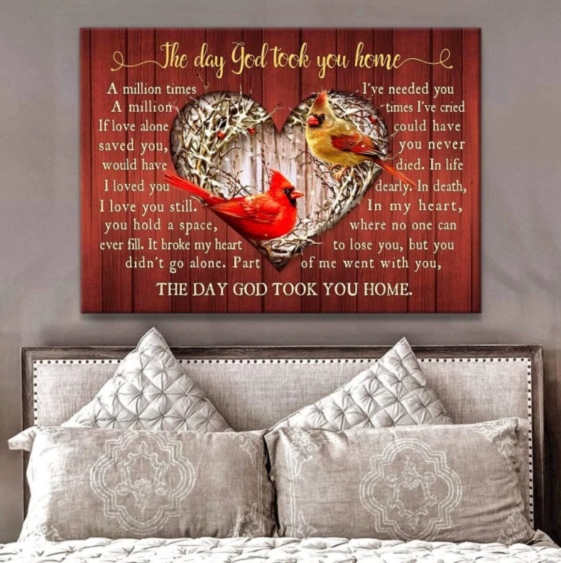 The Day God Took You Home Cardinal Wall Art Canvas – Taxas Trend Shop