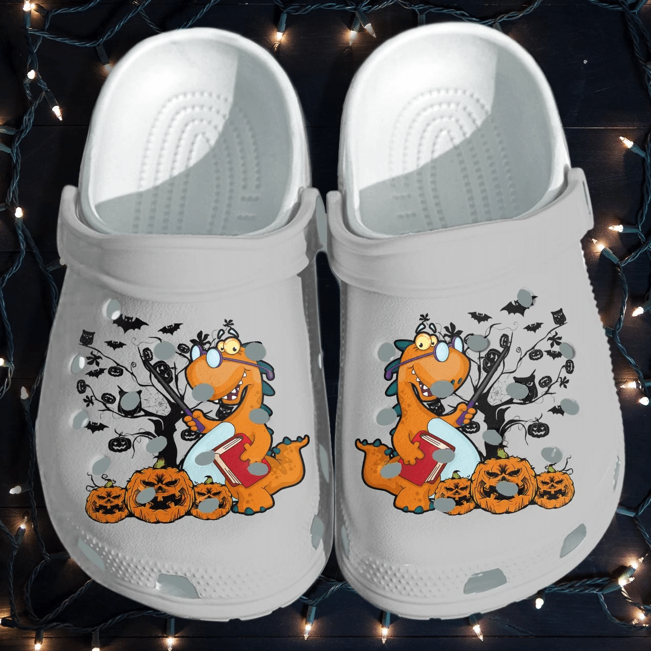 Dinosaur Halloween Teacher Book Lover Pumpkin Shoes Clog Crocs Crocband Clog Birthday Gift For Boy Girl