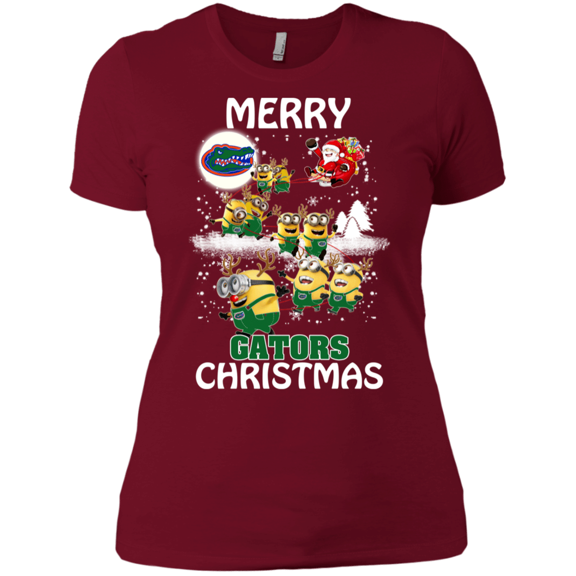 Check out this awesome Florida Gators Ugly Christmas Sweaters Minions Santa Claus Merry Christmas Women’s T-Shirt