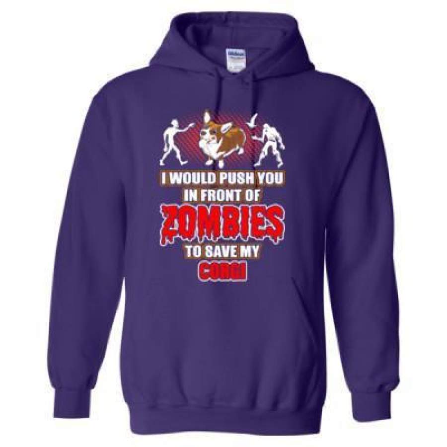 AGR I Would Push You In Front Of Zombies To Save My Corgi – Heavy Blend™ Hooded Sweatshirt