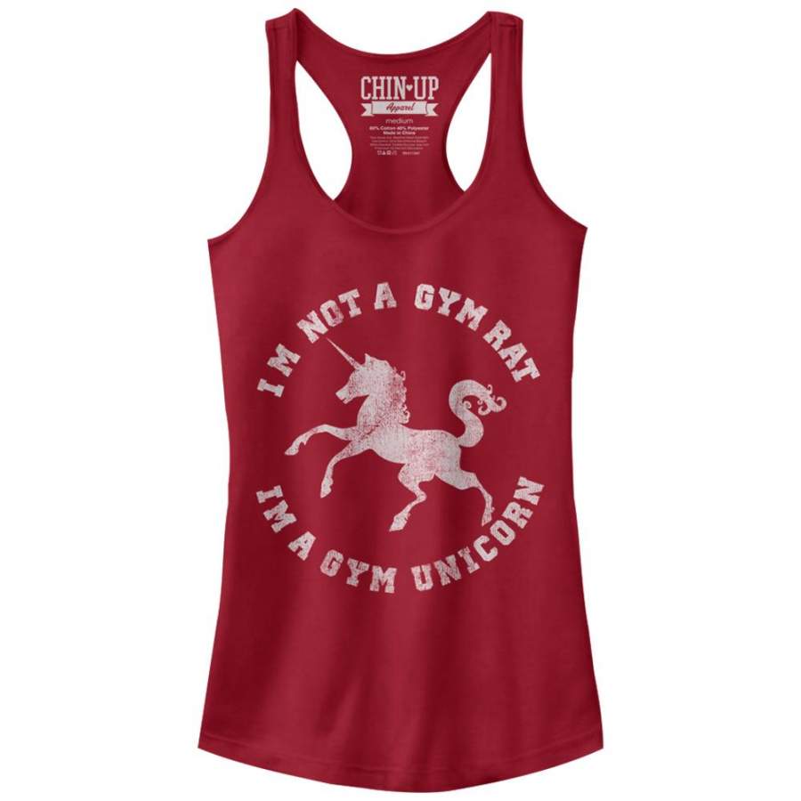 CHIN UP Junior’s Gym Unicorn  Racerback Tank Scarlet