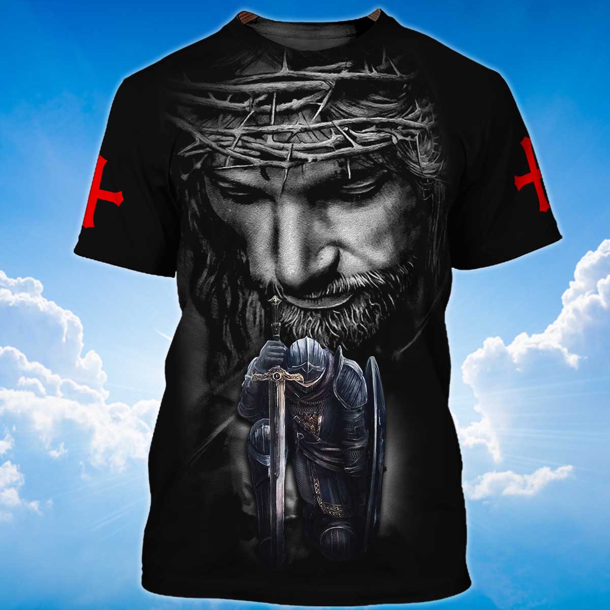 Faith Over Fear Black Tshirt Knight Jesus Tshirt Men Women