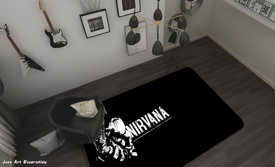 3D Nirvana Rock Band Black Non-Slip Rug Mat 40