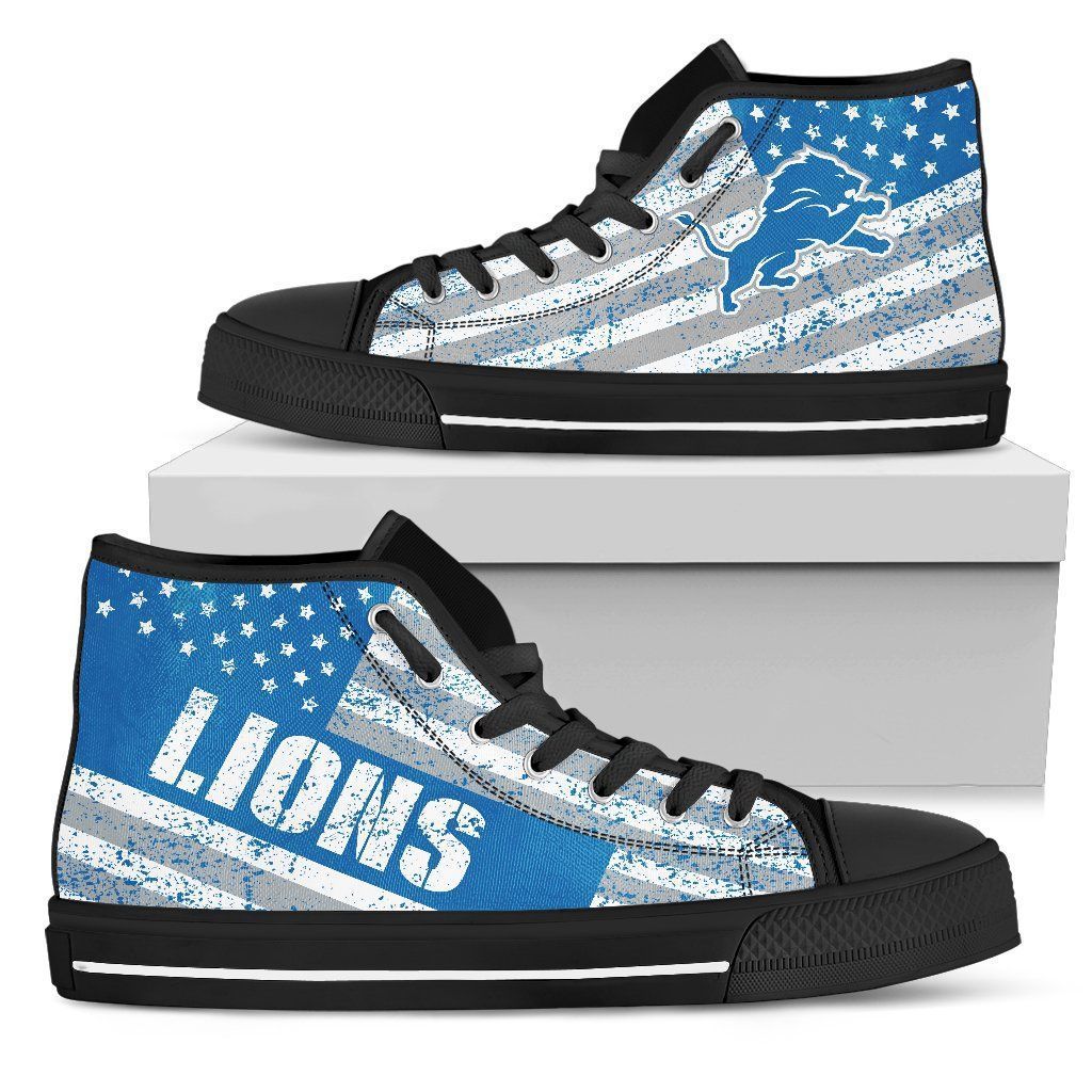 America Flag Detroit Lions High Top Shoes