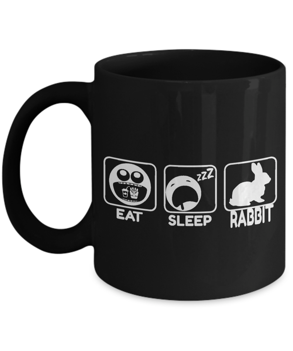 Rabbit Gifts-Eat Sleep Rabbit-11 Oz Black Mug