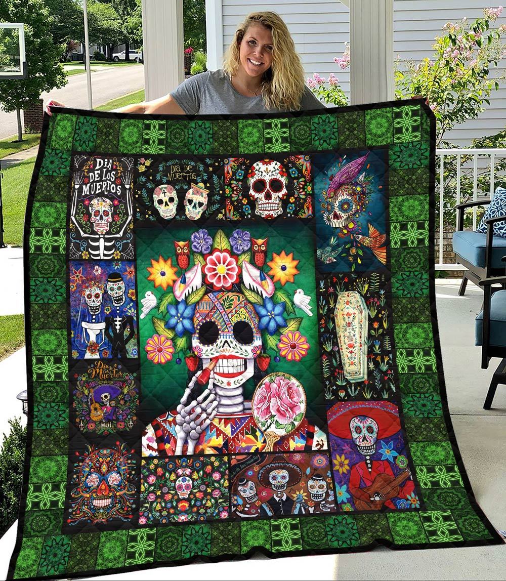 ViticStore™ 3D All Over Printed Dia De Los Muertos – Soft Cotton Kingsize Quilt, gift for family, home decor, best gift ideas