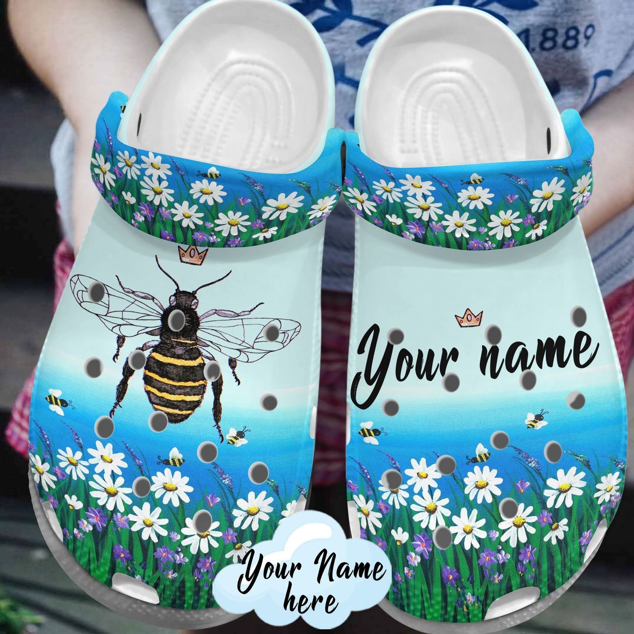 Queen Bee Personalized Clog, Custom Name, Text, Color, Number Fashion Style For Women, Men, Kid, Print 3D