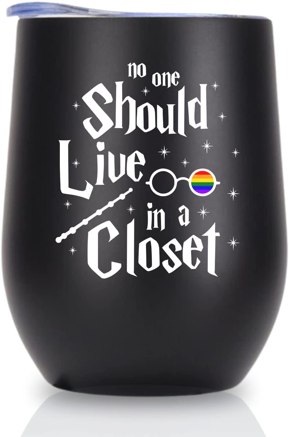 No One Should Live In A Closet, Lgbt Pride Tumbler Gifts For Lesbian/Gay/Bisexual, Insulated 12Oz Stainless Steel Tumbler With Lid