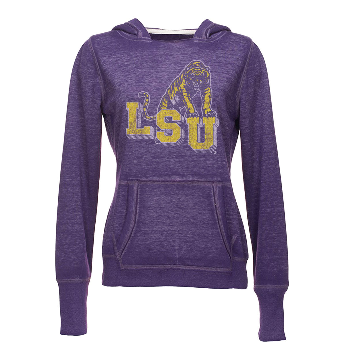 B&B Dry Goods LSU Tigers Retro Step Women’s Zen Fleece Hoodie – Purple