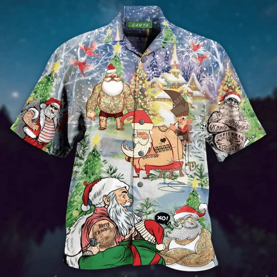 Hawaii Aloha Shirts Christmas Cool Tattoo Santa Claus Ha106150