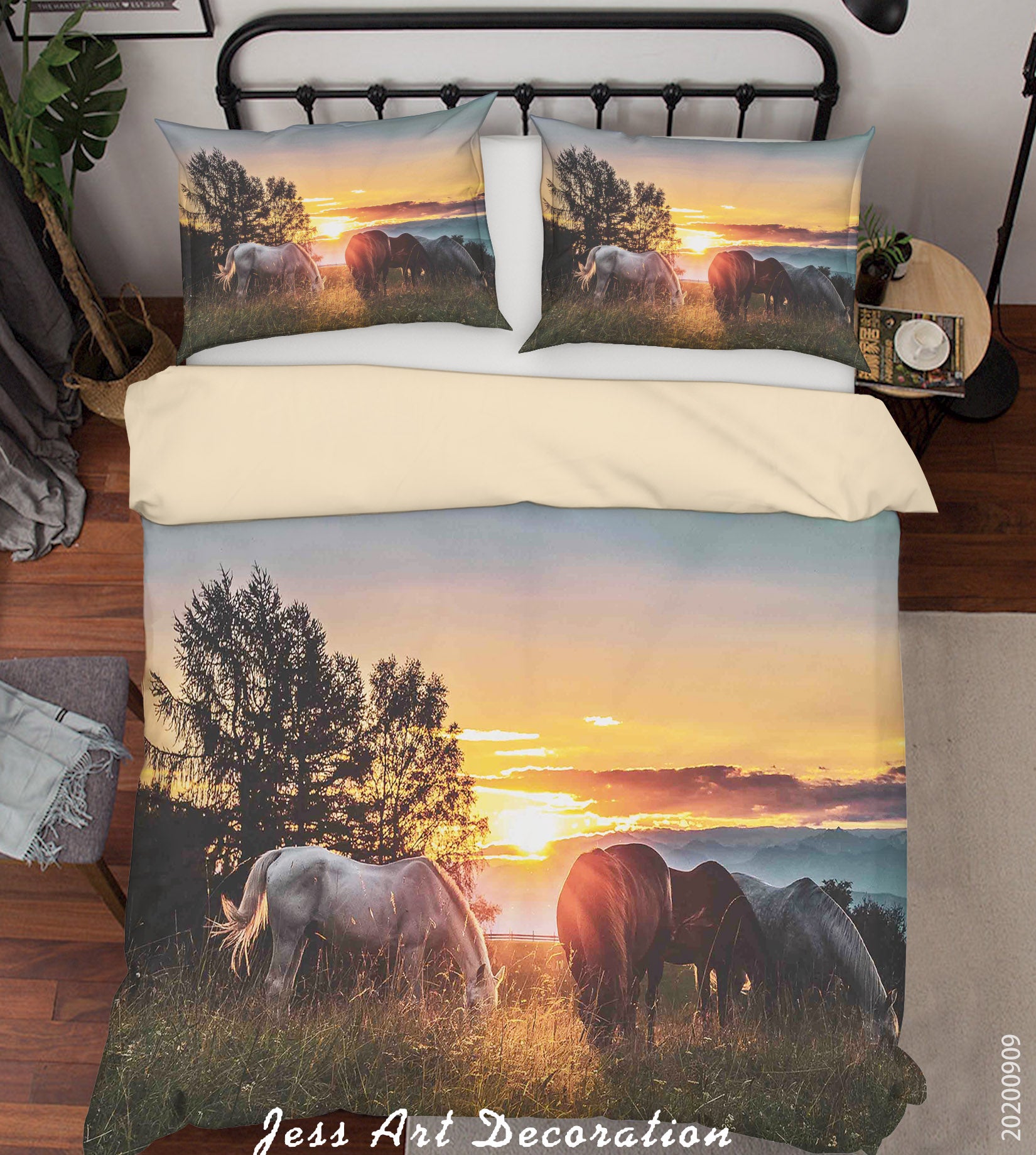 3D Nature Animal Horse Sunshine Quilt Cover Set Bedding Set Duvet Cover Pillowcases Wj 6031