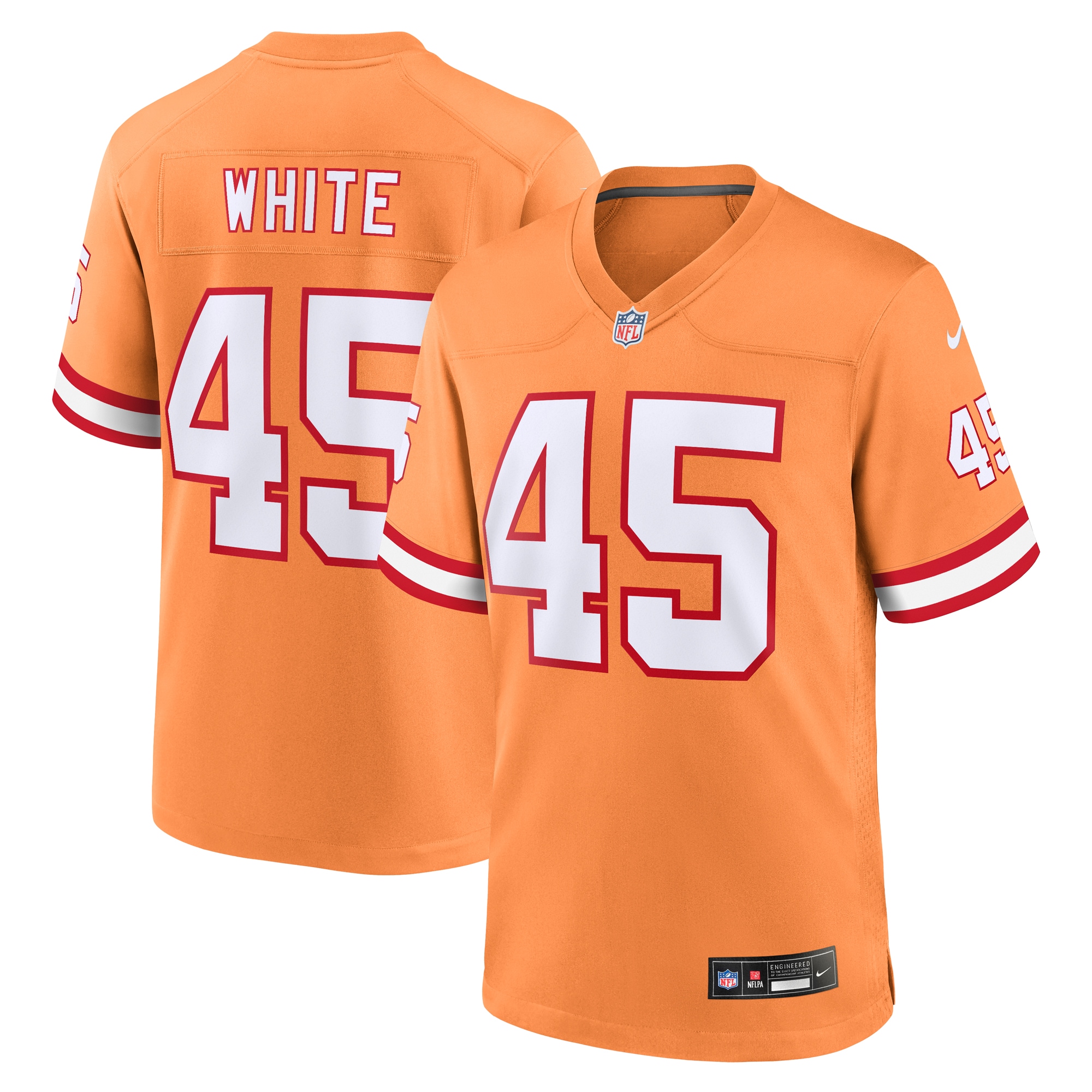 Devin White Tampa Bay Buccaneers Throwback Game Jersey – Orange