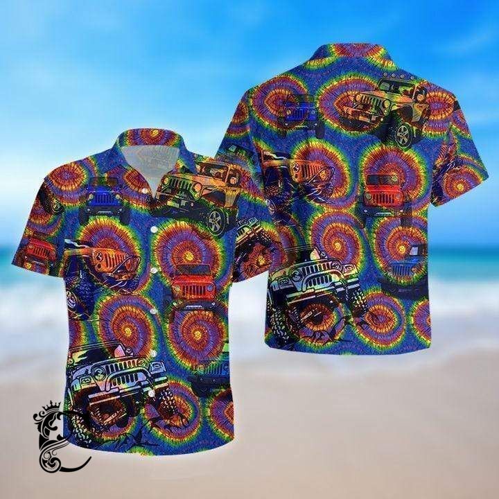 Beach Shirt Jeep Tie Dye Aloha Hawaiian Shirts- Chillicothemall