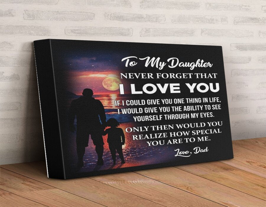 To My Daughter I Love You Beach Landscape Poster & Canvas Gift For Daughter From Dad Birthday Gift Home Decor Wall Art Visual Art