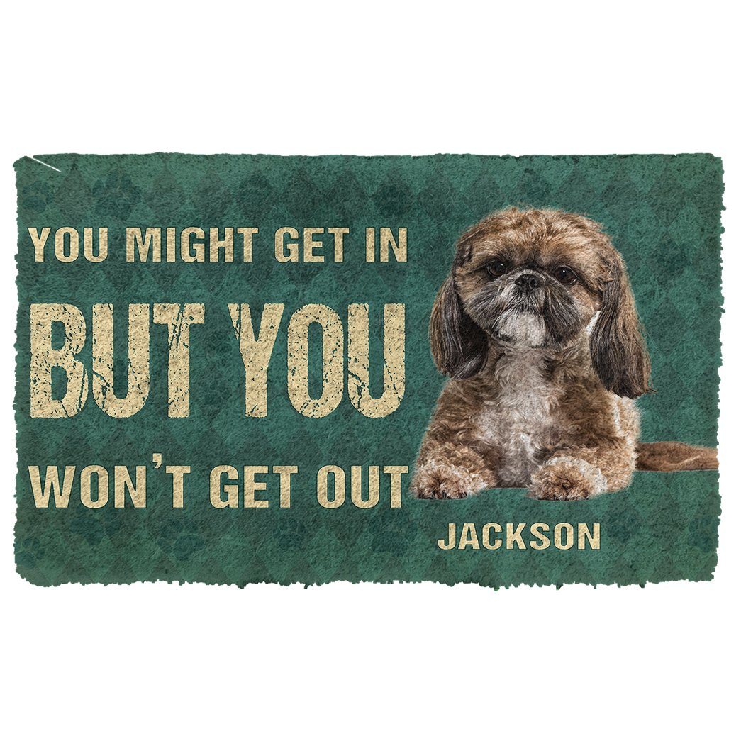 Gearhumans 3D You Might Get In But You Wont Get Out Shih Tzu Dog Doormat