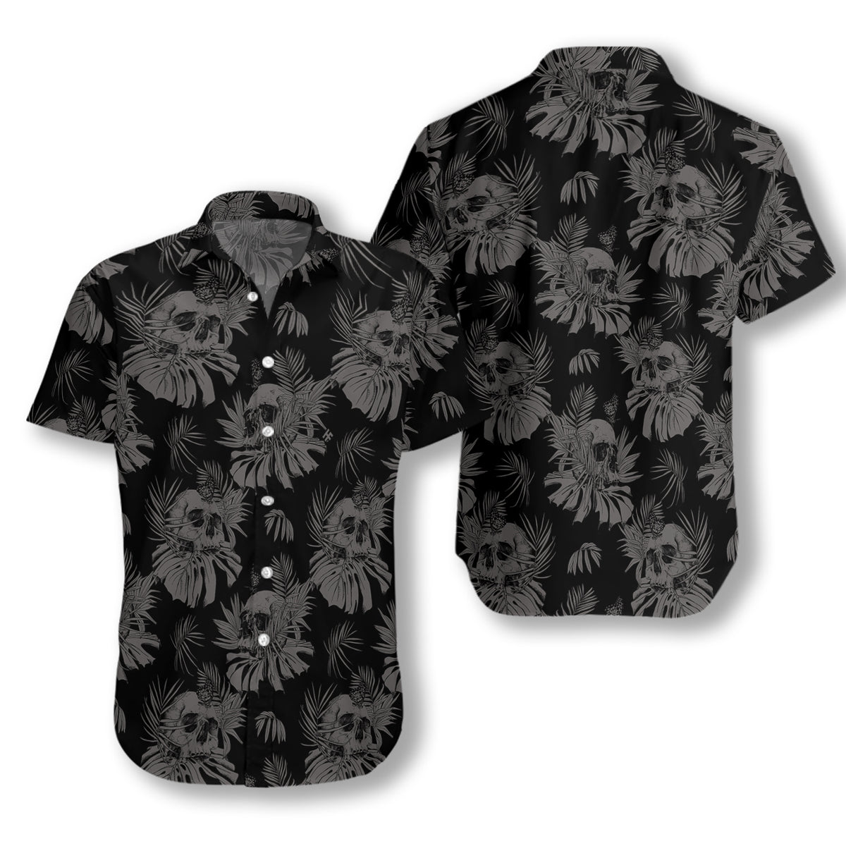 Seamless Gothic Skull With Butterfly Goth Custom Hawaiian Shirt For Women Men Ha24861