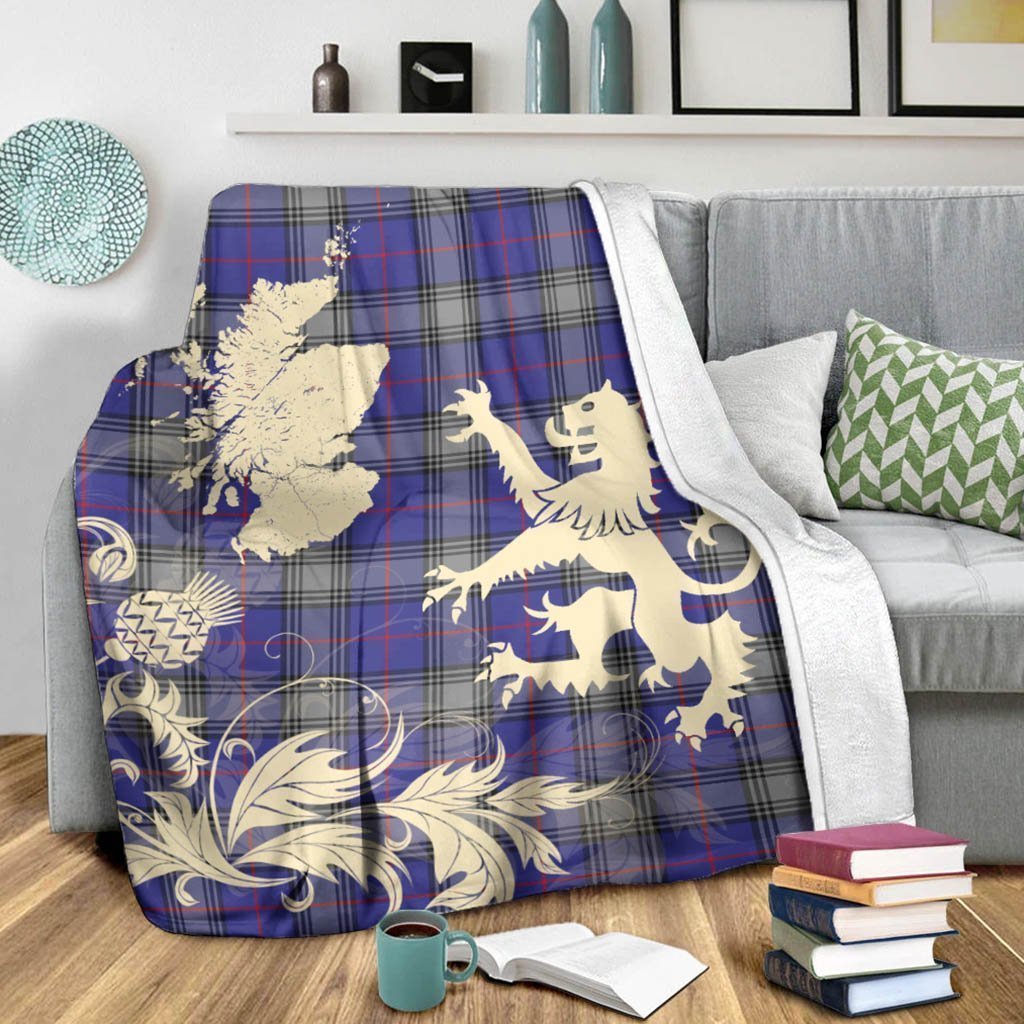 Tartan Blanket Kinnaird Tartan Scotland Lion Thistle Map Plaid Blanket