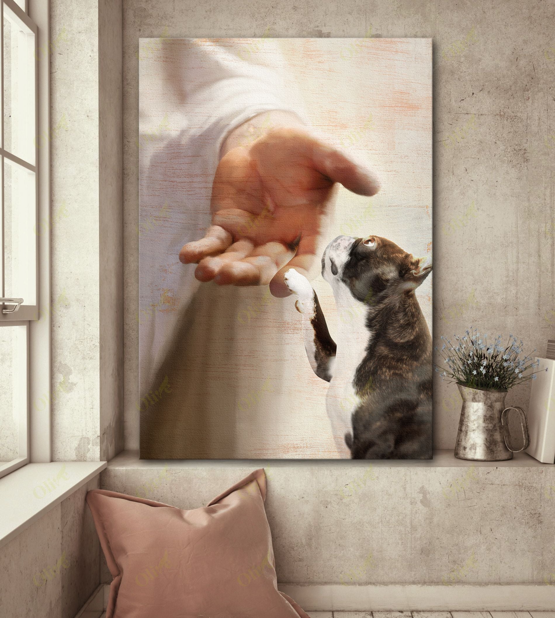 Boston Terrier – Take My Hand Canvas Wall Art Home Decor