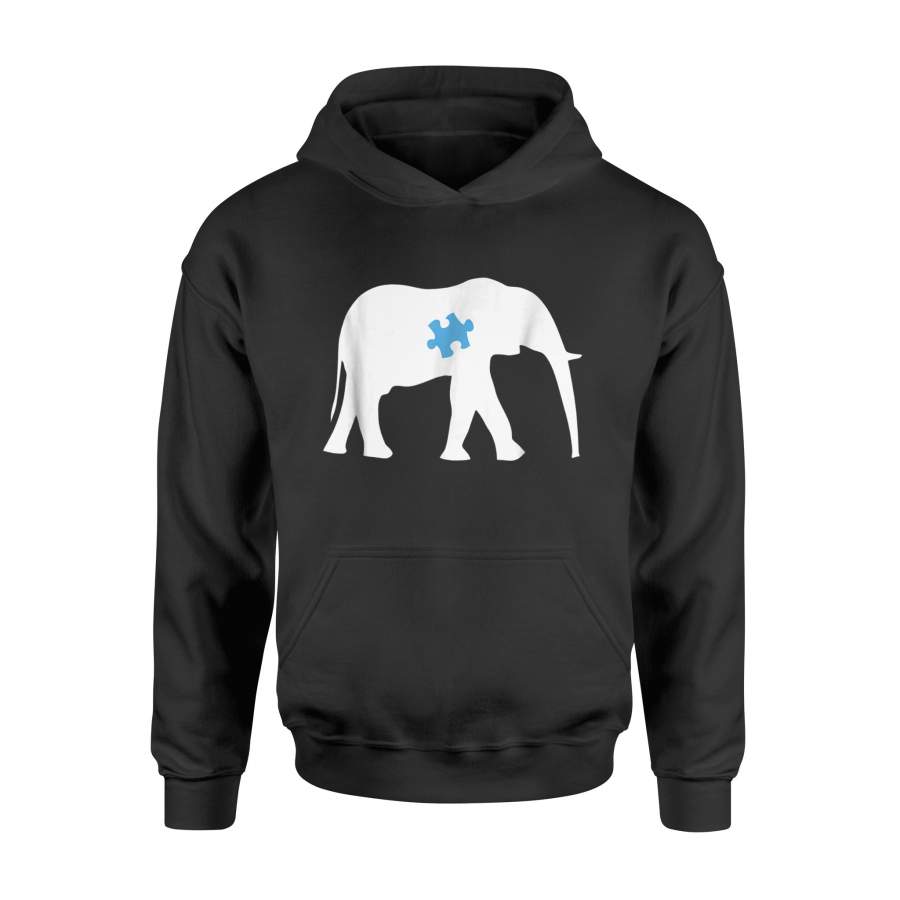 Autism Elephant Autism Awareness Blue Puzzle Piece Hoodie | Autism Awareness Shirt