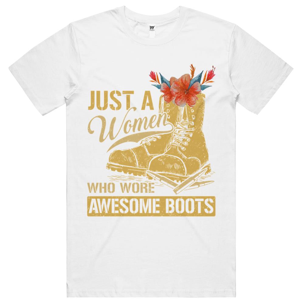 Veteran Mom Wife Just A Women Who Wore Awesome Boots Veretan Day T Shirts