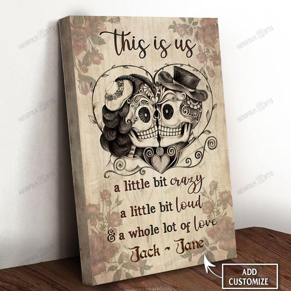 Valentine Skeleton Couple Personalized Canvas Poster Wall Art, Poster Print, Canvas Print Wall Decor
