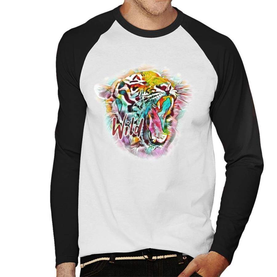 Wild Abstract Tiger Men’s Baseball Long Sleeved T-Shirt