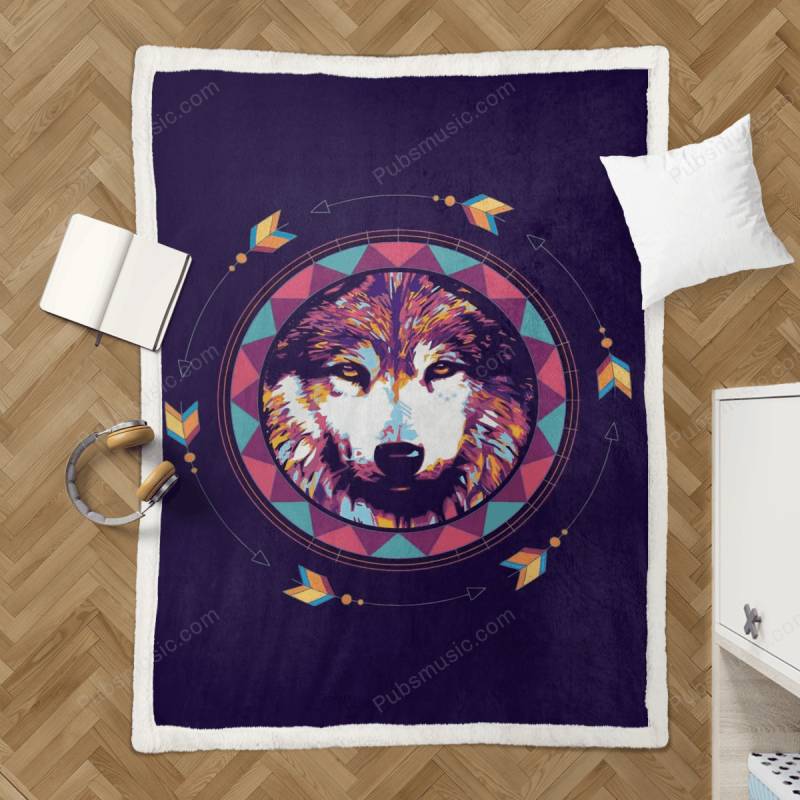 Wolf Canis  – Animals Pop Art Sherpa Fleece Blanket