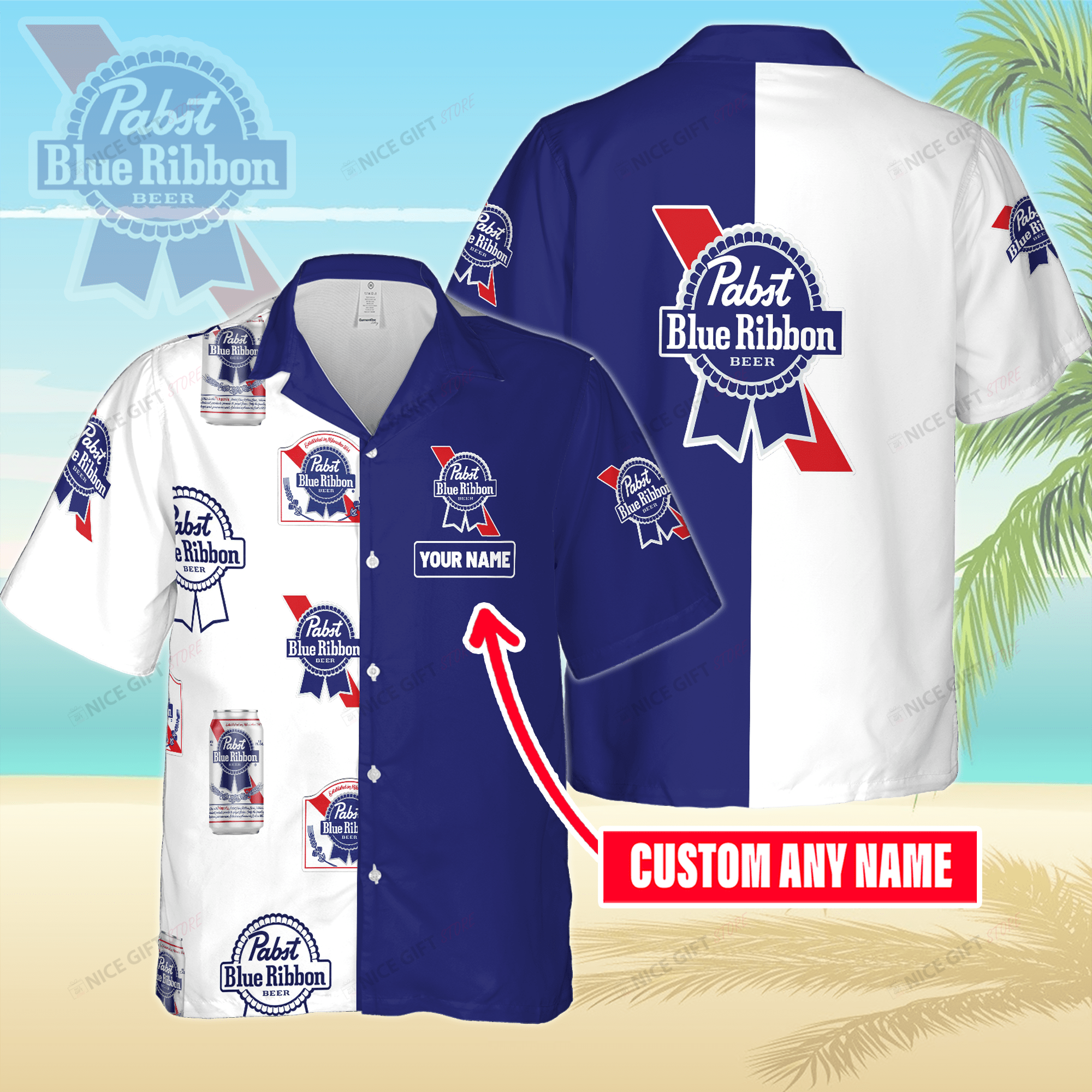 Pabst Blue Ribbon Custom Name Hawaiian Shirt 3Hs-X6C9