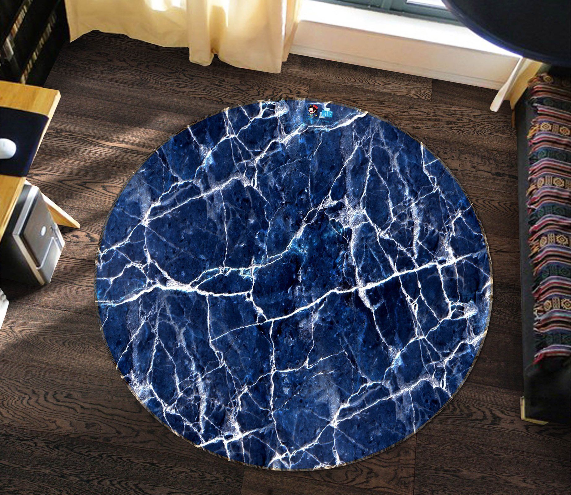 3D Blue Marble Texture 635 Round Rug – Round Carpet Home Decor