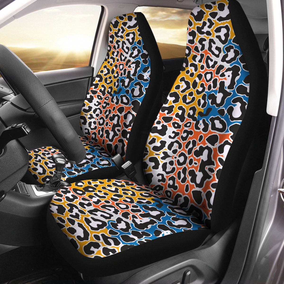 Colorful Leopard Pattern Car Seat Cover Size Universal Fit