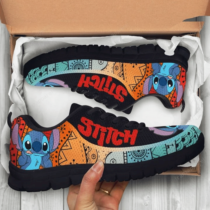 Stitch sneakers Lilo & Stitch Disney ver6 Print Sneakers, Women’s Sneakers, Handmade Crafted sneaker black Shoes birthday gift Fashion Fly Sneakers TL97