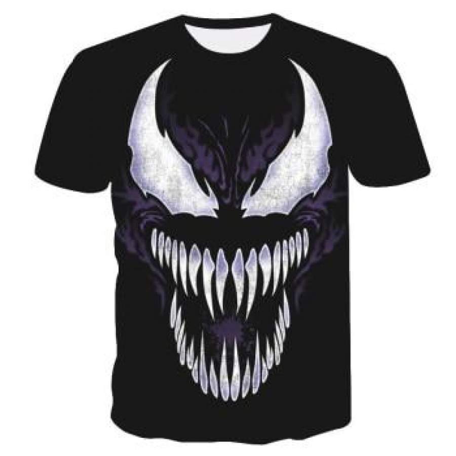 skull men’s casual t-shirt Summer 3D printed round neck cool shirt Street fashion