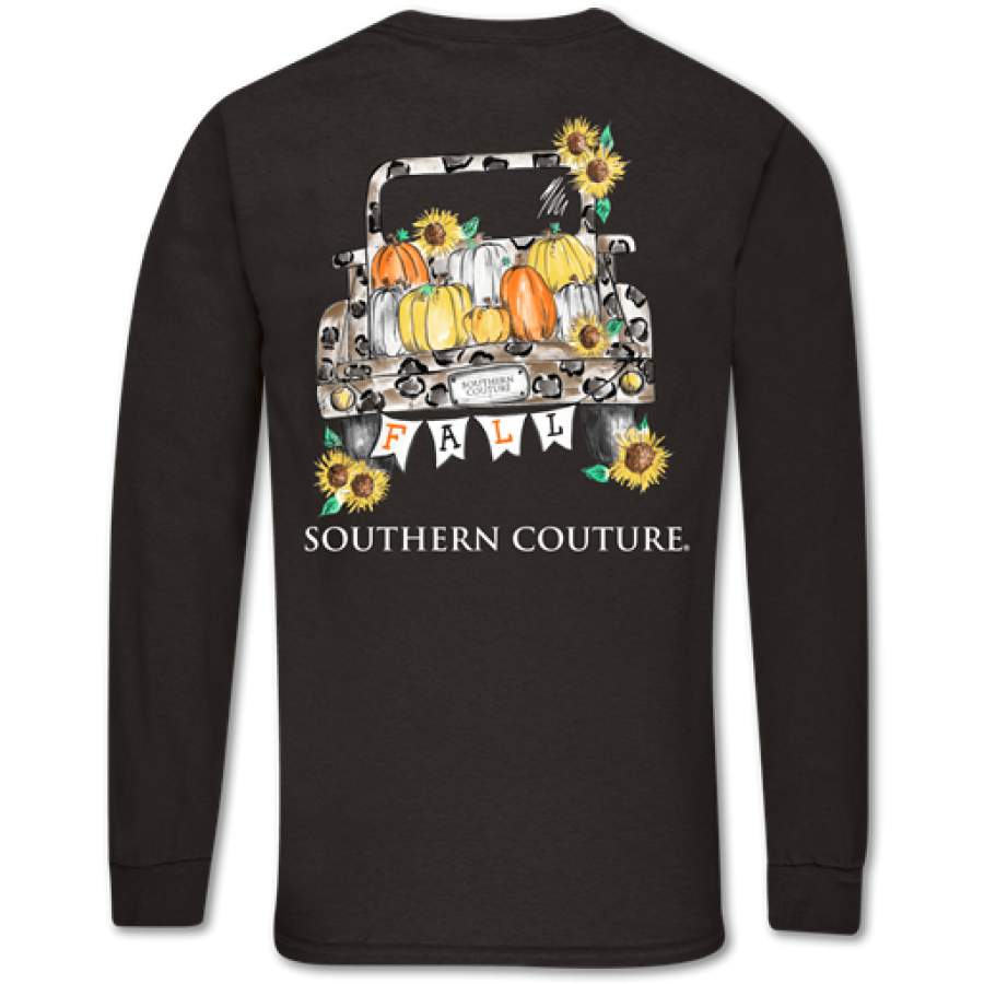 Southern Couture Classic Fall Leopard Truck Long Sleeve T-Shirt