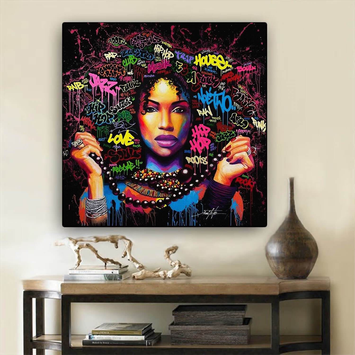 African American Canvas Wall Art Melanin Afrincan American Afro Girl African Themed Living Rooms Decor