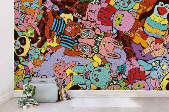 3D Colourful Cartoon Animal Bear Frog Wall Mural Wallpaper Zy D18