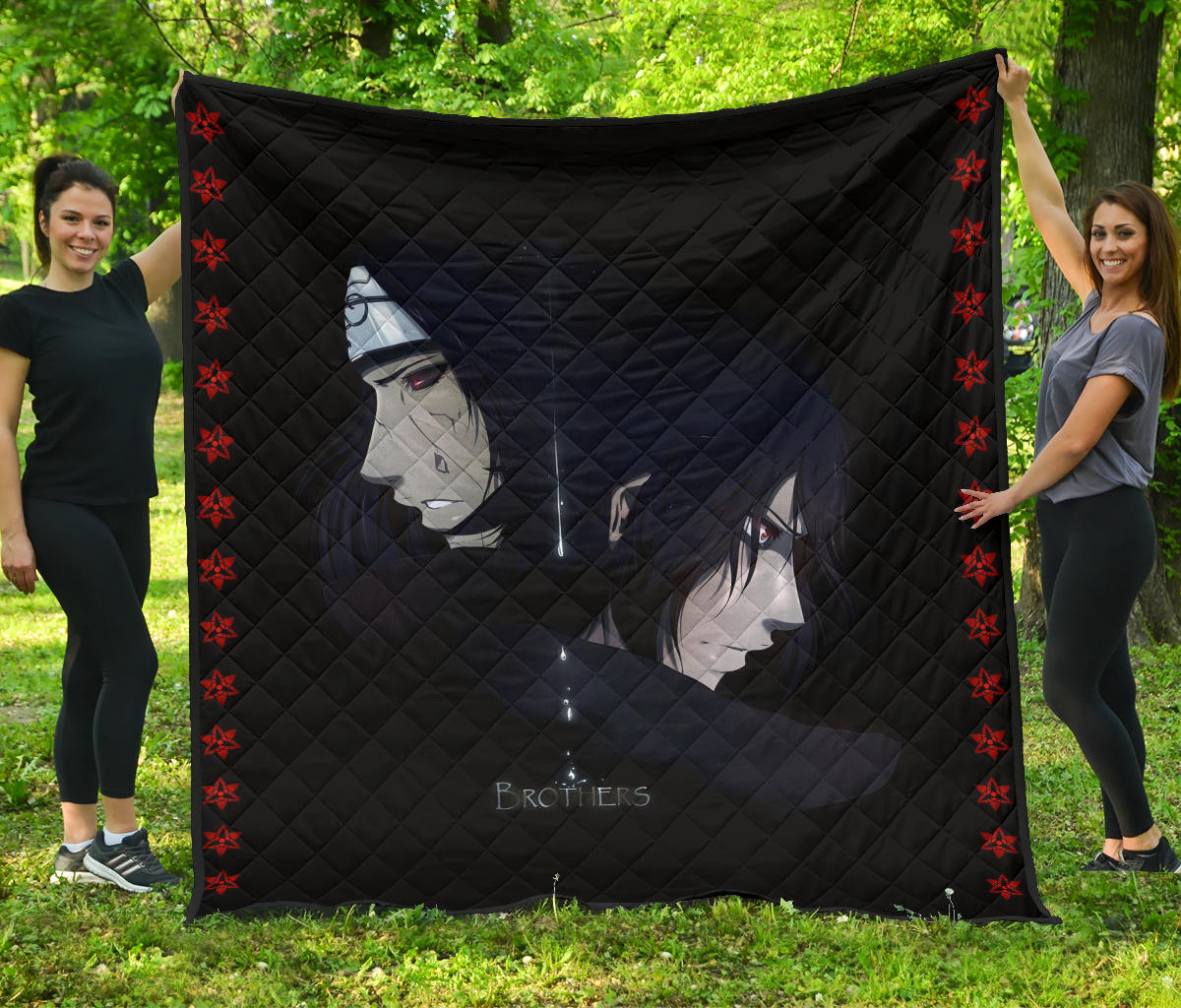 Naruto Anime Premium Quilt – Sasuke With Reincarnation Itachi Hatress Quilt Blanket