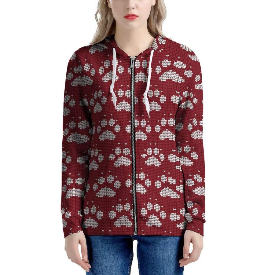 Christmas Ugly Paw Women’s Zip Up Hoodie