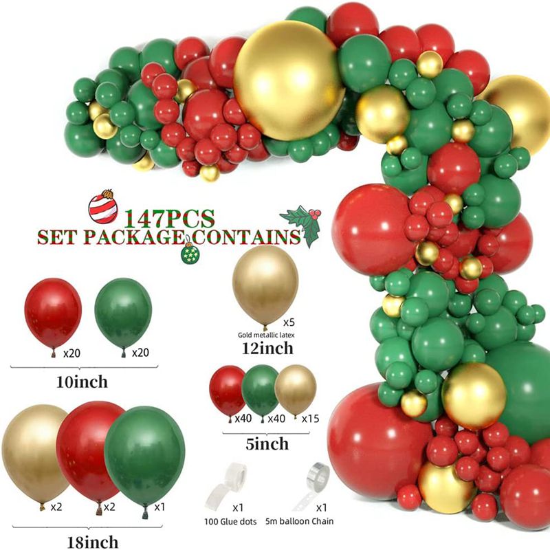 Christmas Balloon Garland Arch Kit Green Gold Red Candy Balloons Garland Star Foil Balloons New Year Christma Party Decor alx