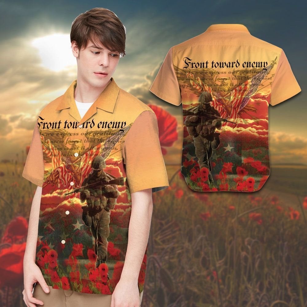 Veteran Front Toward Enemy Men Hawaii Summer Beach Shirts Ha57757