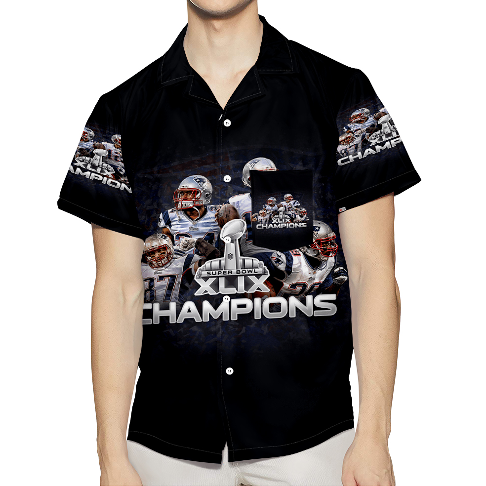 New England Patriots Super Bowl Champions Players 3D All Over Print Summer Beach Hawaiian Shirt With Pocket