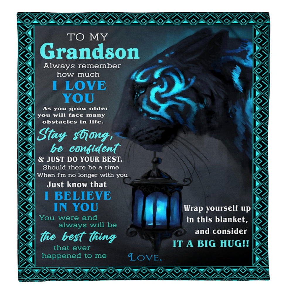 To My Grandson Always Remember How Much I Love You Fleece Blanket Gift For Family, Birthday, Grandson Gift Home Decor Bedding Couch Sofa Soft And Comfy