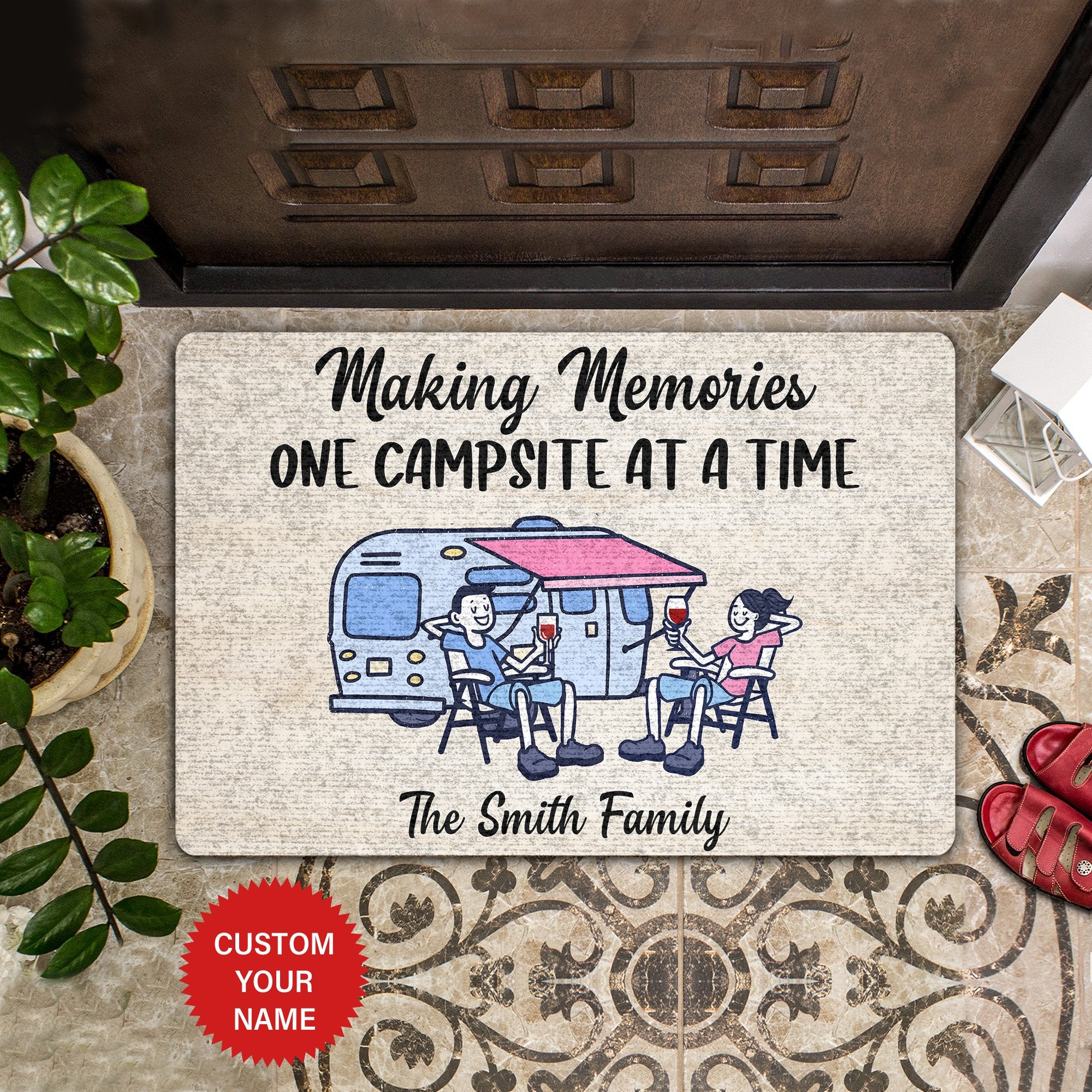 Making Memories One Campsite At A Time Personalized All Over Printing Doormat Pre2147