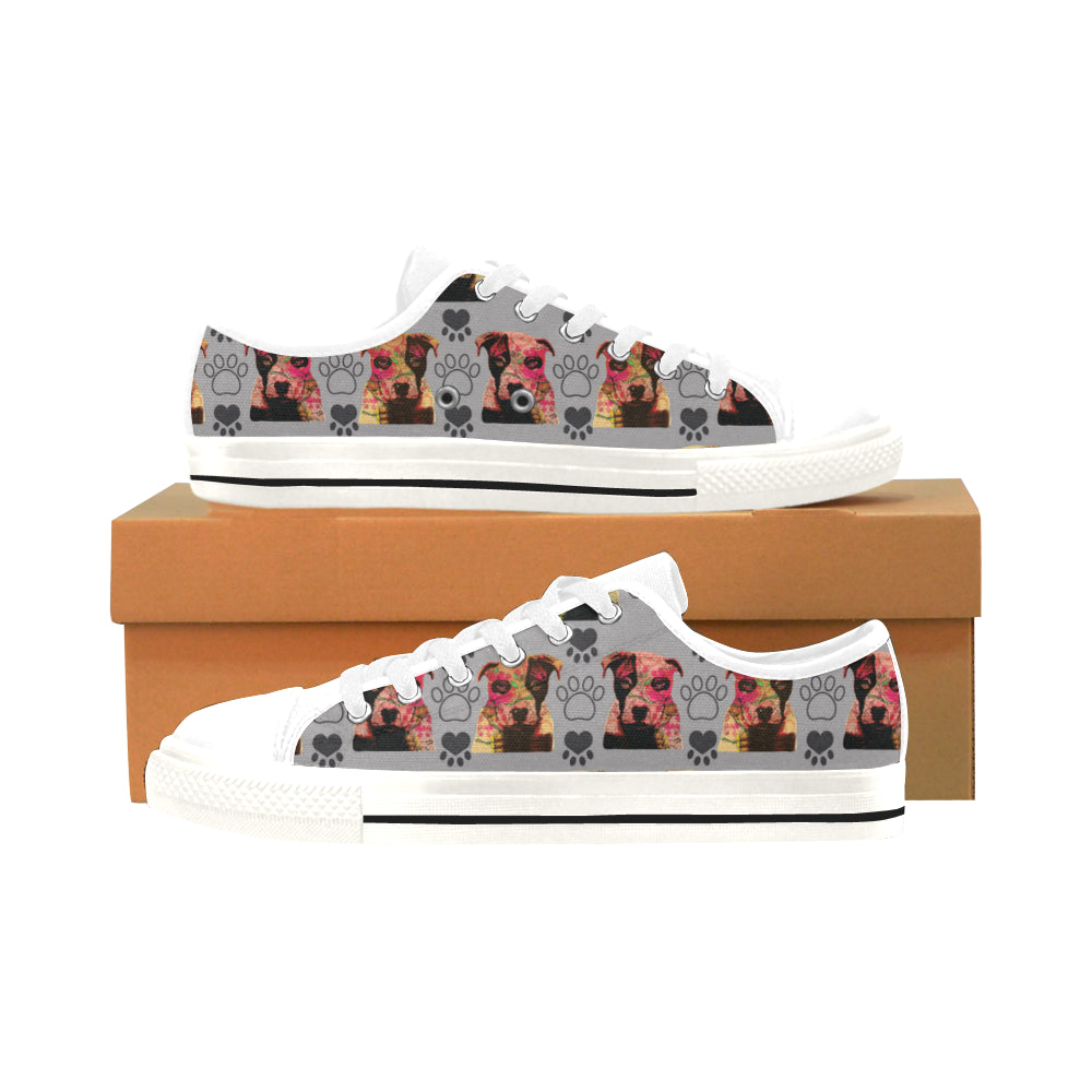 Pit Bull Pop Art Pattern No.1 White Men’s Classic Canvas Shoes/Large Size