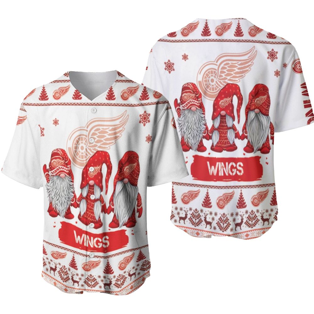 Christmas Gnomes Detroit Red Wings Ugly Sweatshirt Christmas 3D Baseball Jersey