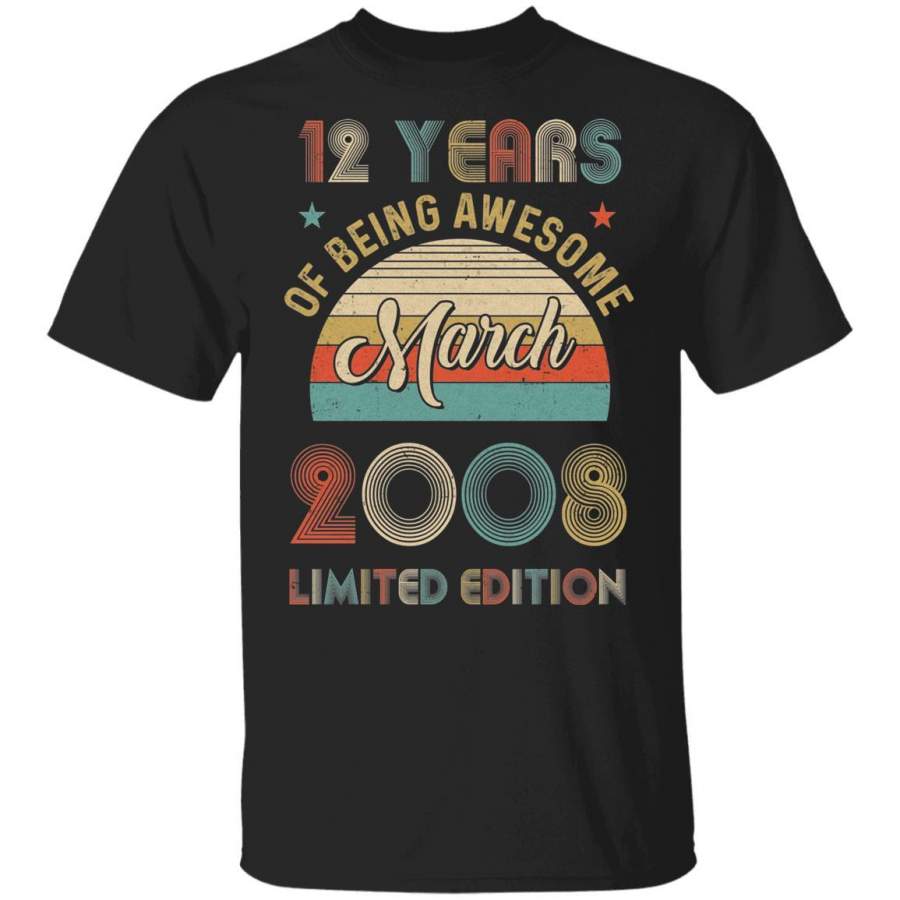 Vintage March 2008 Limited Edition 12th Birthday Gifts Youth Shirt