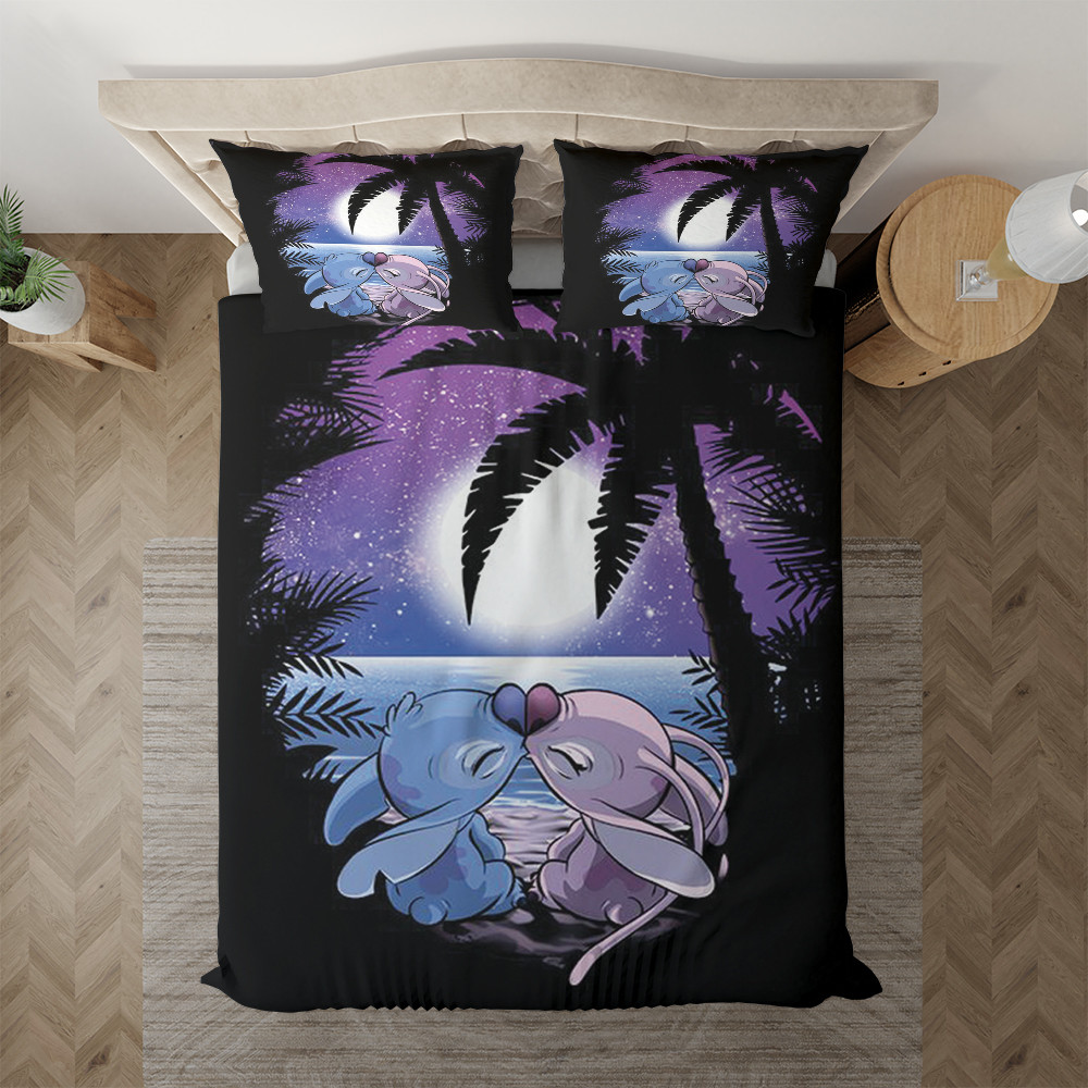 Lilo And Stitch Fan Gift, Stitch And Angel Fan Gift, Stitch And Angel Love Duvet Quilt Bedding Set