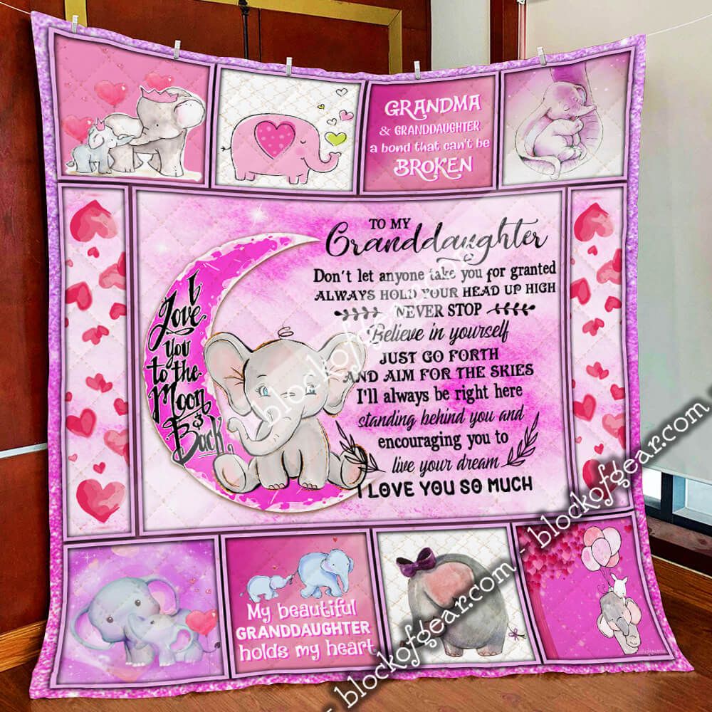 Grandma To Granddaughter, Love You So Much Elephant Quilt Slb56