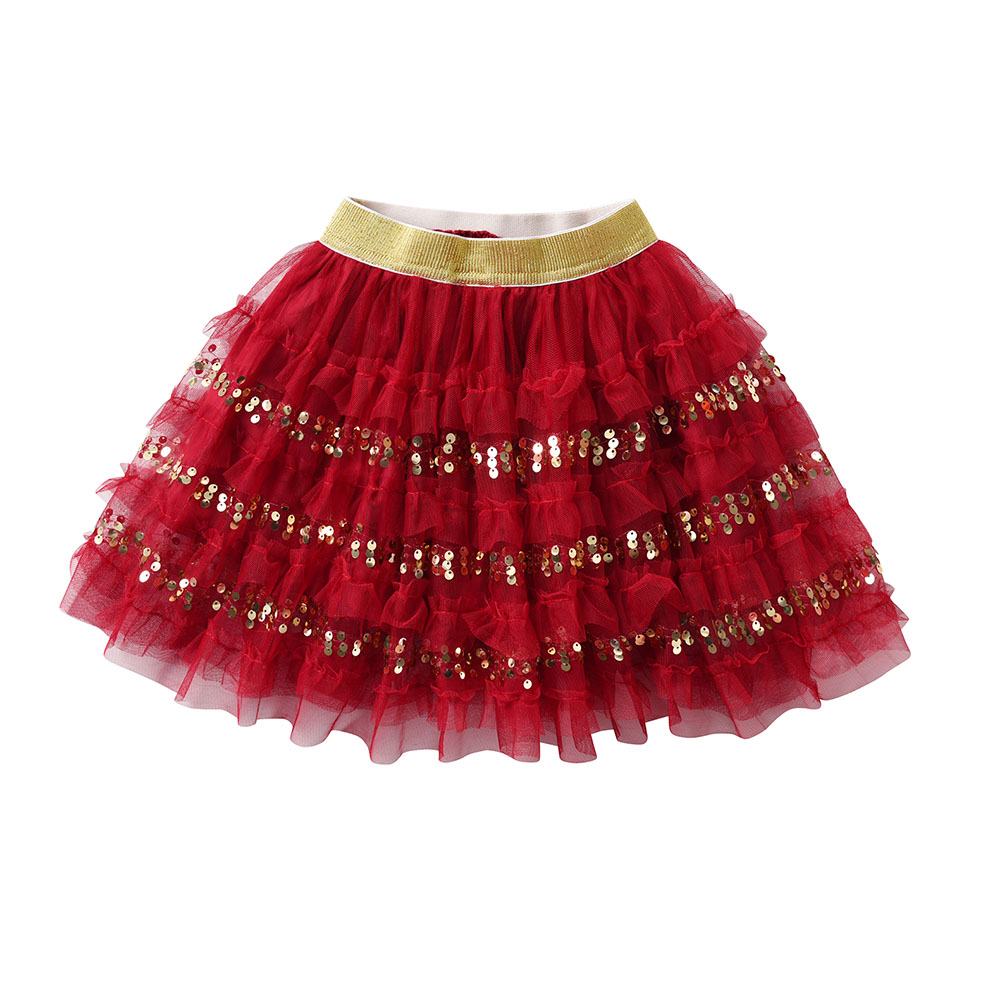 VIKITA Skirts for Girls Pettiskirts Christmas Party New Year Skirt Kids Skirt Children’s Clothing Red Dress alx